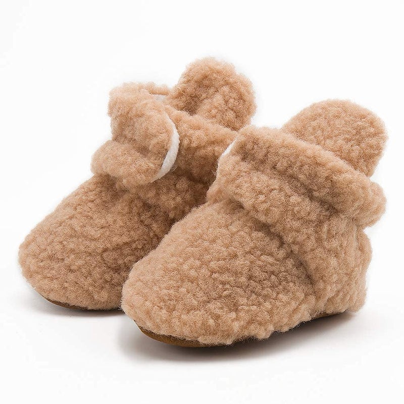 Babelvit Newborn Baby Boy Girl Soft Fleece Booties Stay On Infant Slippers Socks Shoe Non Skid Gripper Toddler First Walkers Winter Ankle Crib Shoes - Image 3